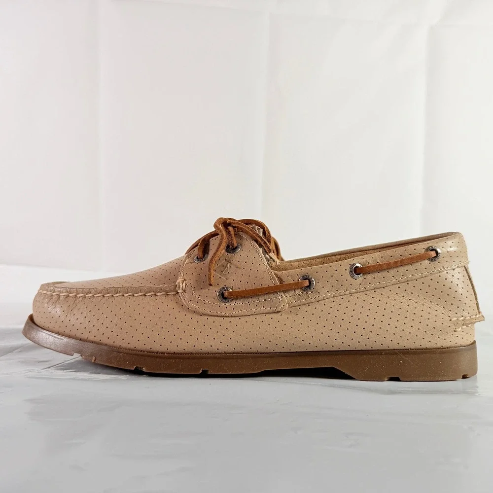 Sperry Top-Sider Ward 2-Eye Perforated Men's Boat Shoes Off-White Size 12W New
